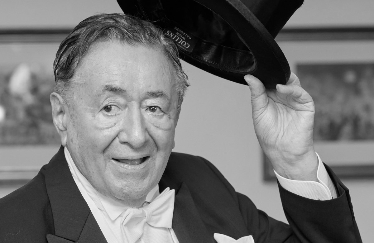 Richard Lugner mit Hut, Schwarz-Weiß-Bild