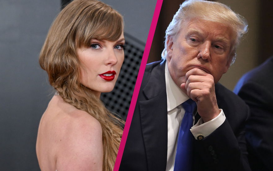 Collage Taylor Swift und Donald Trump