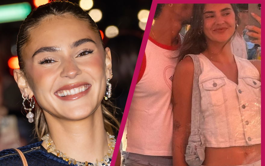 Stefanie Giesinger strahlt (links), Spiegelselfie mit Armando Mayr (rechts)