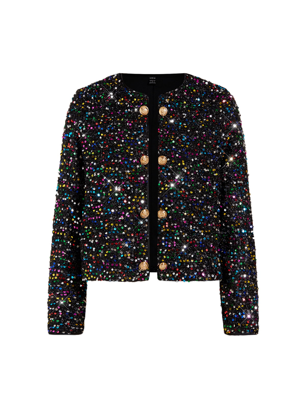 Wer sagt denn, dass nur Tannenbäume bunt funkeln dürfen? Jacke, ca. 24 Euro