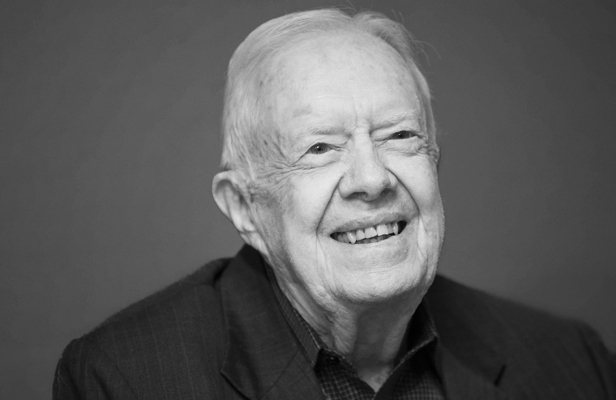Jimmy Carter lächelt schwarz-weiß
