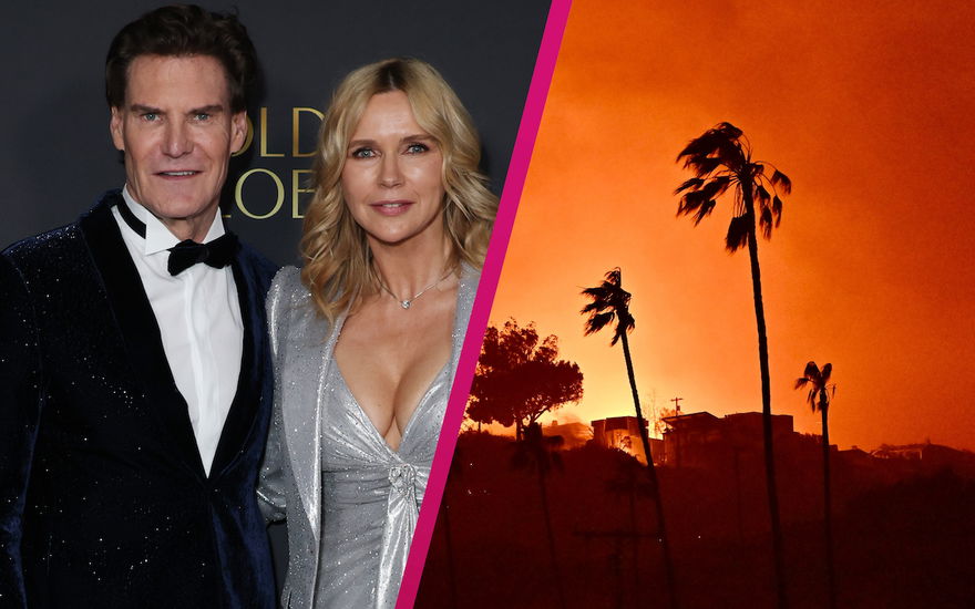 Collage Carsten Maschmeyer und Veronica Ferres; LA Waldbrand