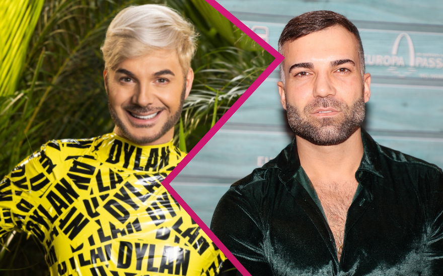 Collage Sam Dylan und Rafi Rachel mit pinken Blitz