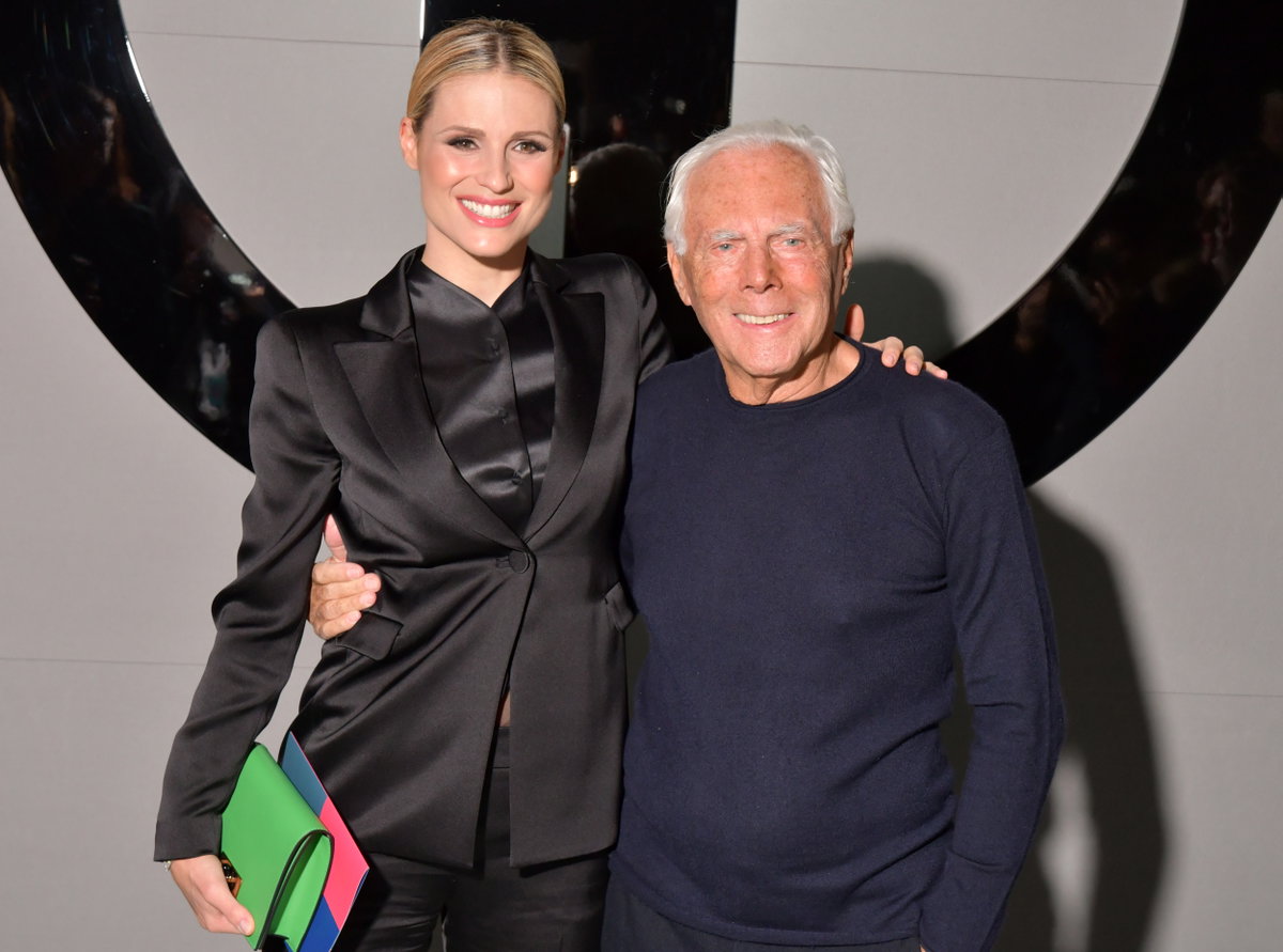 Michelle Hunziker und Giorgio Armani im Jahr 2018