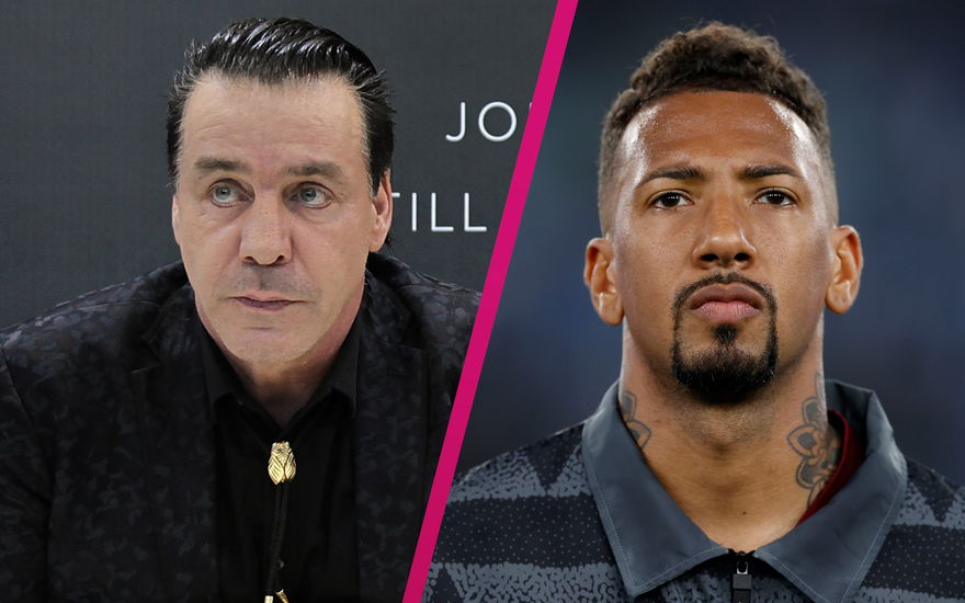 Till Lindemann und Jerome Boateng gucken ernst