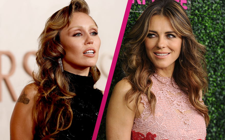 Collage Miley Cyrus und Liz Hurley