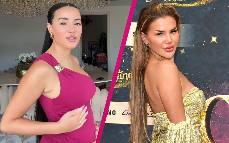 Leyla Lahouar zeigt ihren Bauch, Kim Virginia Hartung von der Seite
