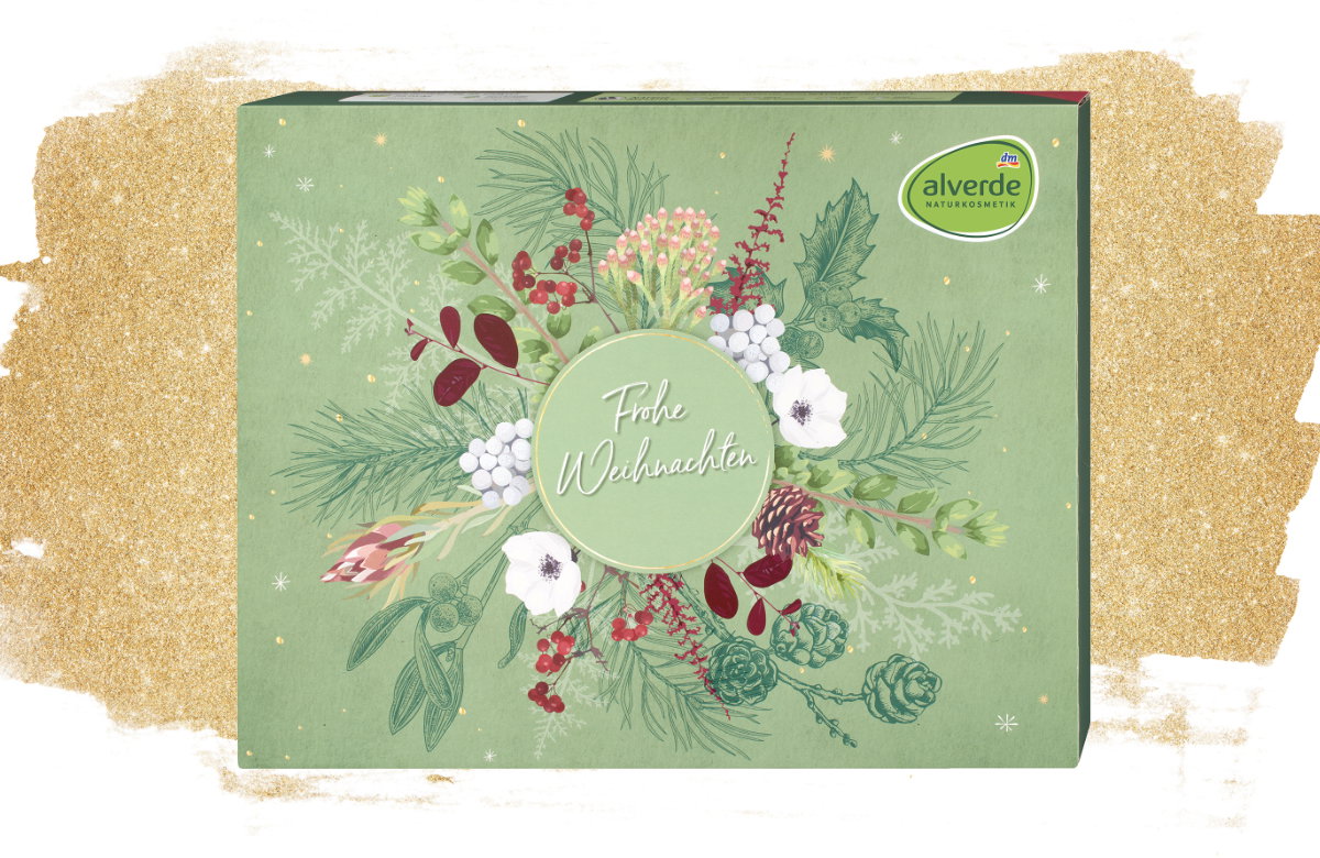 Adventskalender Alverde auf Glitzer