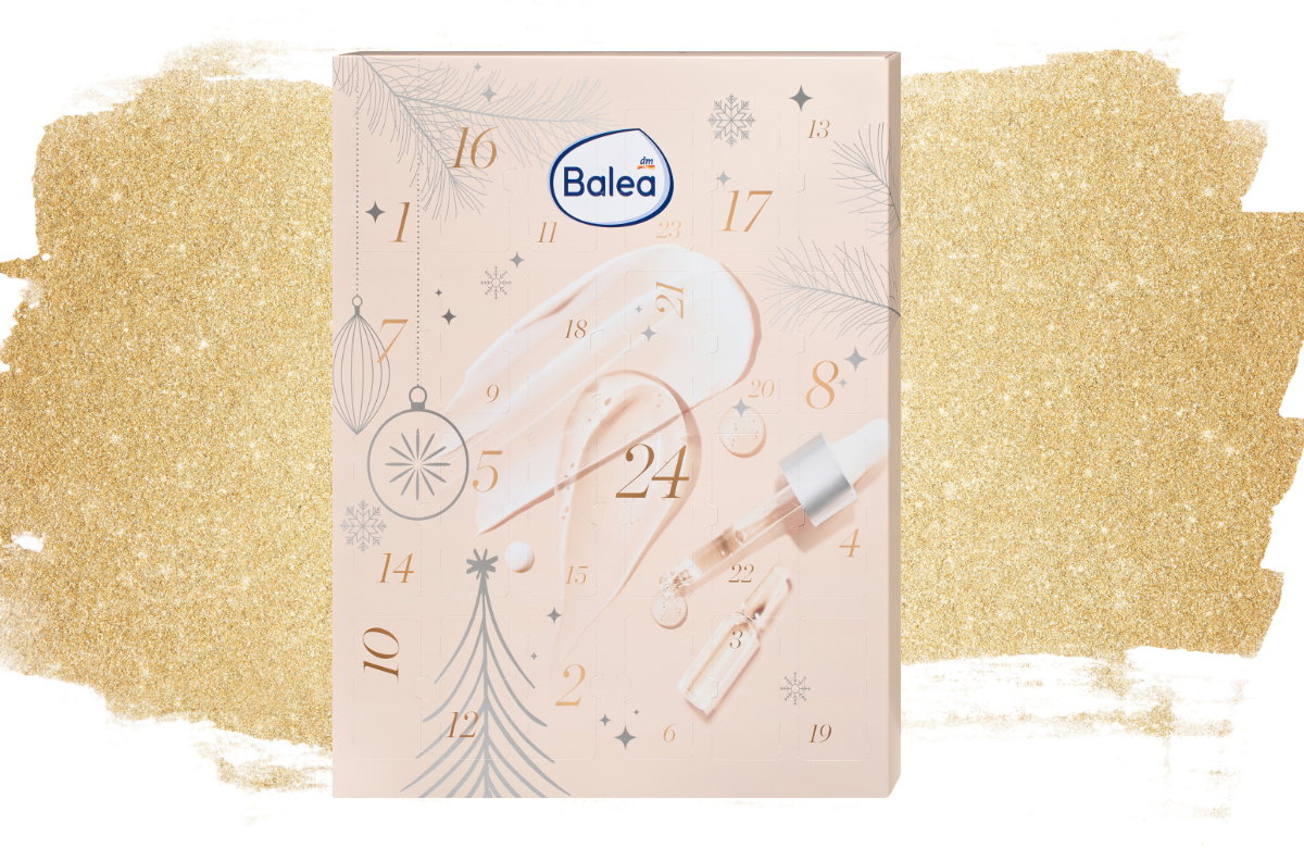 Face Adventskalender Balea auf Gold-Gliter