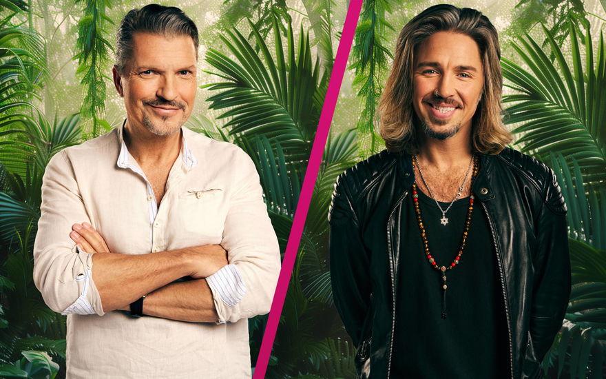 Hardy Krüger jr mit Gil Ofarim vor Dschungelkulisse