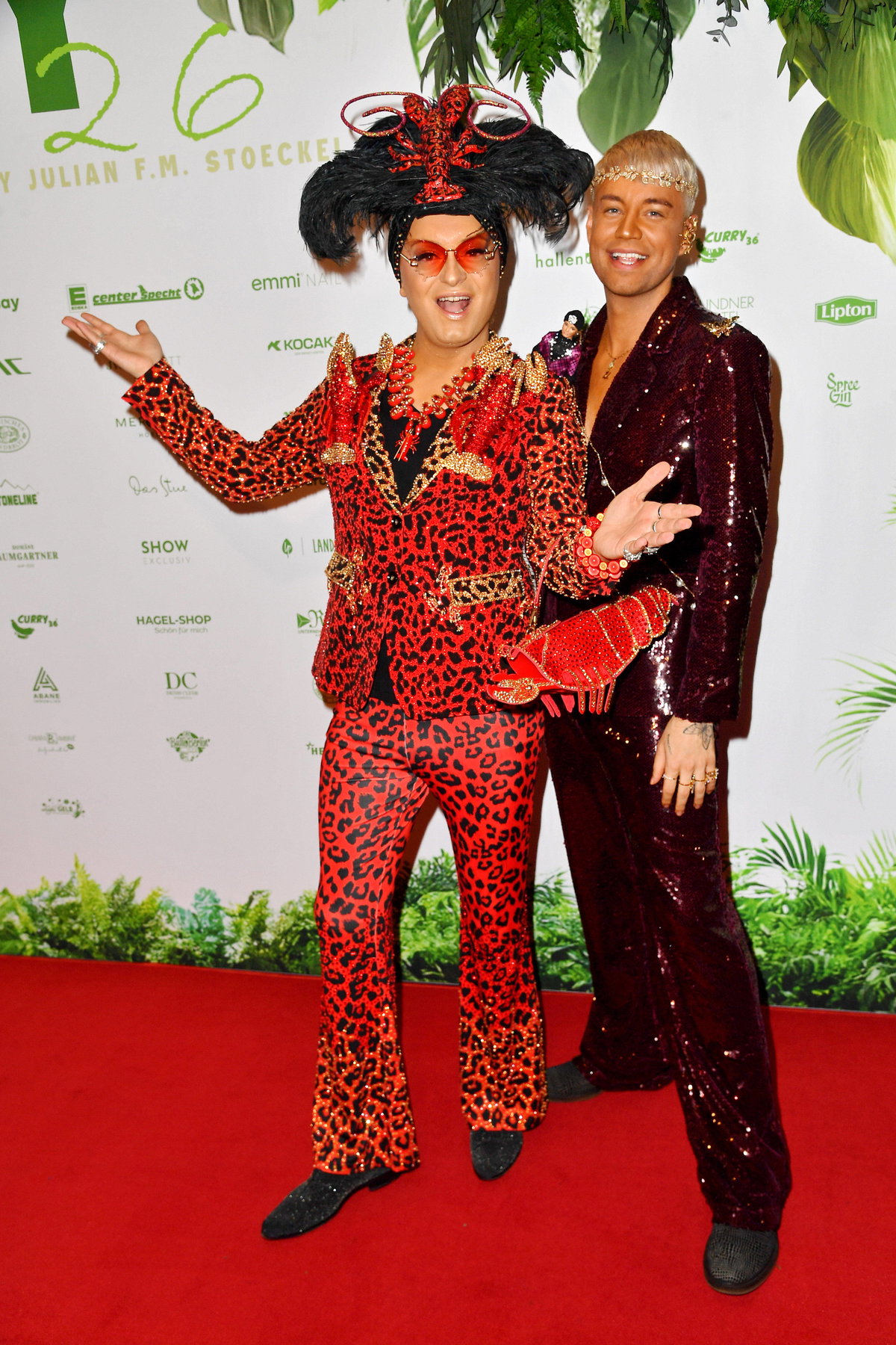 Julian F. M. Stoeckel und Partner Marcell Damaschke bei der Dschungelparty in Berlin zum Dschungelcamp-Start