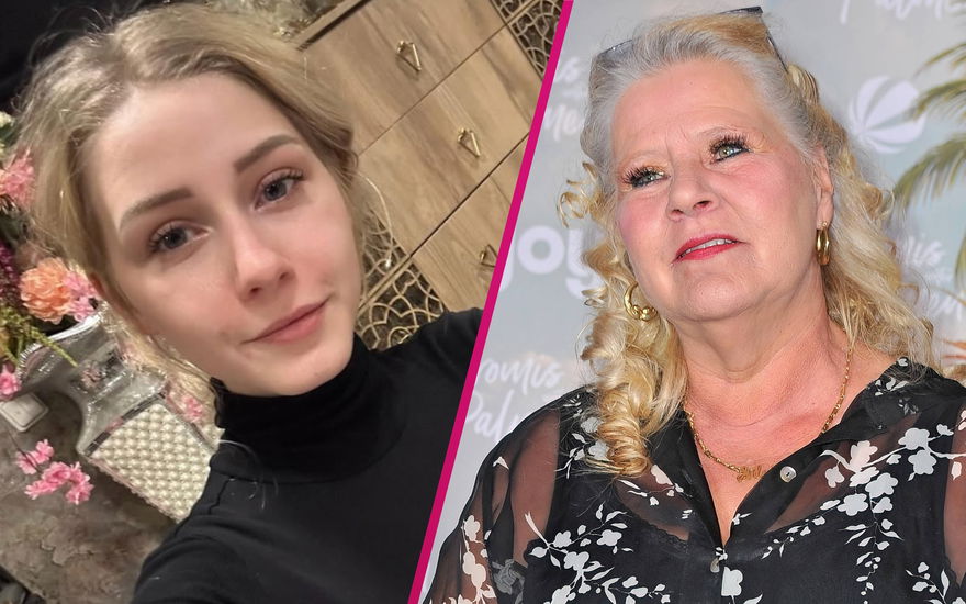 Loredana Wollny lächelt, Silvia Wollny lächelt und schaut nach oben
