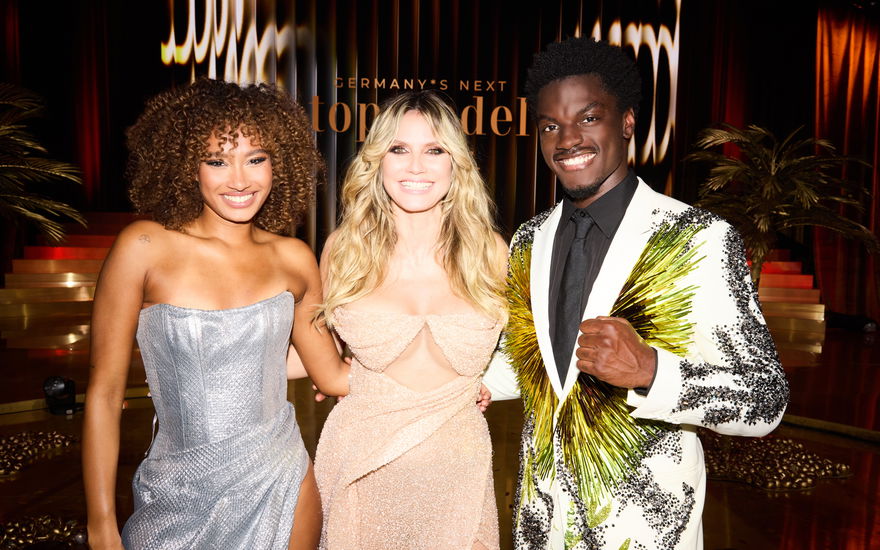 Heidi Klum mit den GNTM-Siegern Aurelie und Ibo