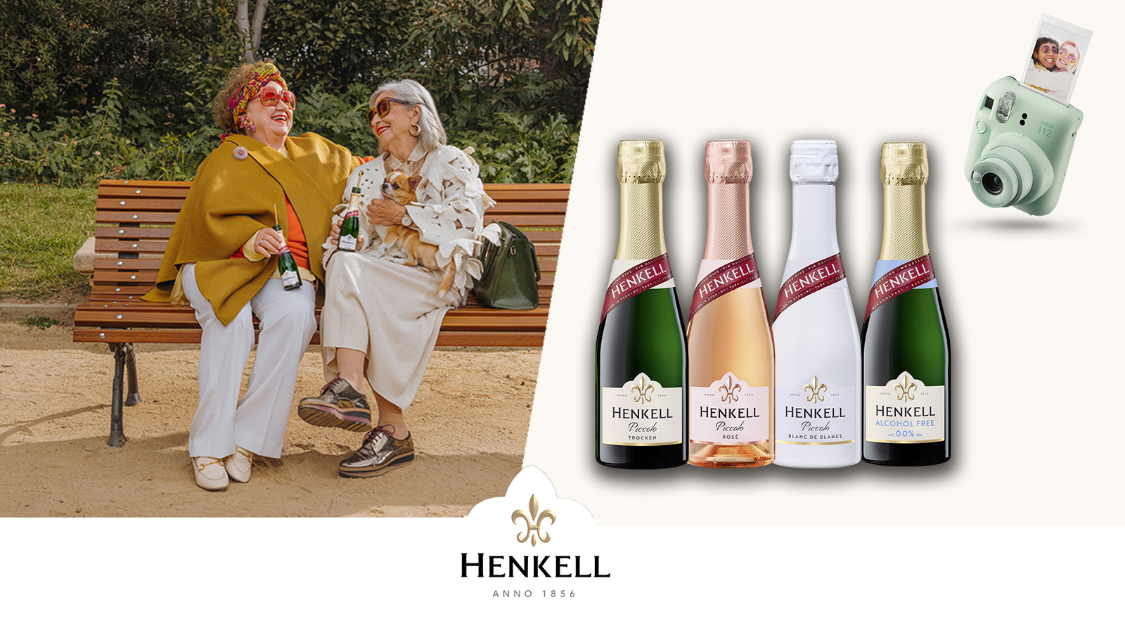 Prickelndes Henkell-Piccolo-Gewinnpaket mit instax mini 12™ Sofortbildkamera zu gewinnen