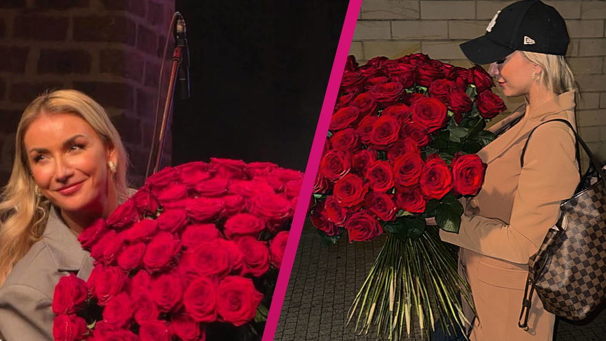 Anna-Carina Woitschack strahlt mit Rosen