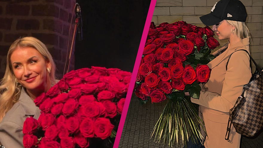 Anna-Carina Woitschack strahlt mit Rosen