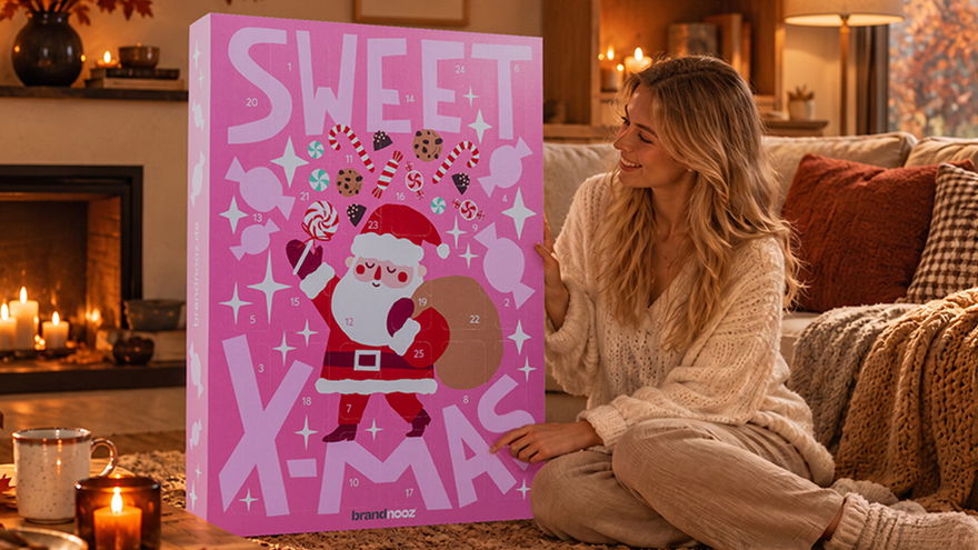 Frau mit Adventskalender