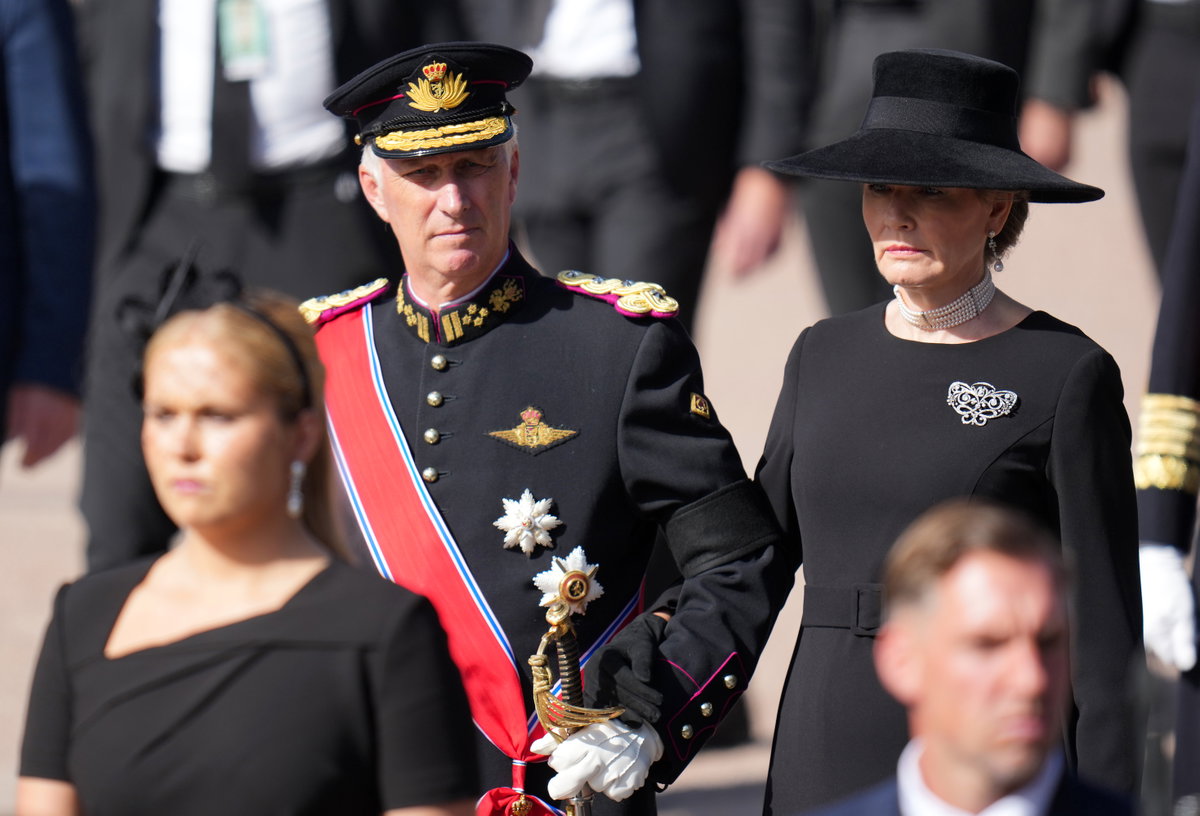 König Philippe und Königin Mathilde von Belgien bei der Trauerfeier von König Harald von Norwegen