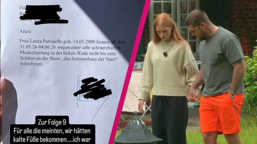 Laura und Nico Legat im Sommerhaus nach Verletzung, plus Arztattest