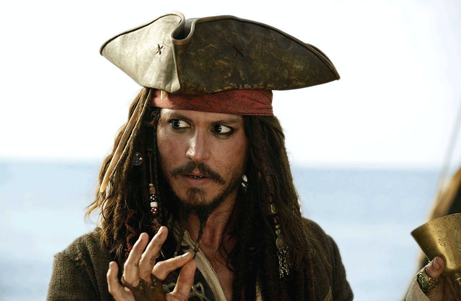Johnny Depp als Captain Jack Sparrow in "Fluch der Karibik"