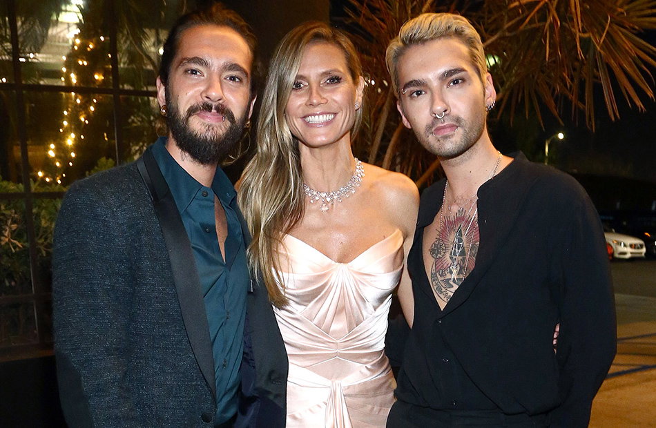 Heidi Klum posiert mit Tom und Bill Kaulitz