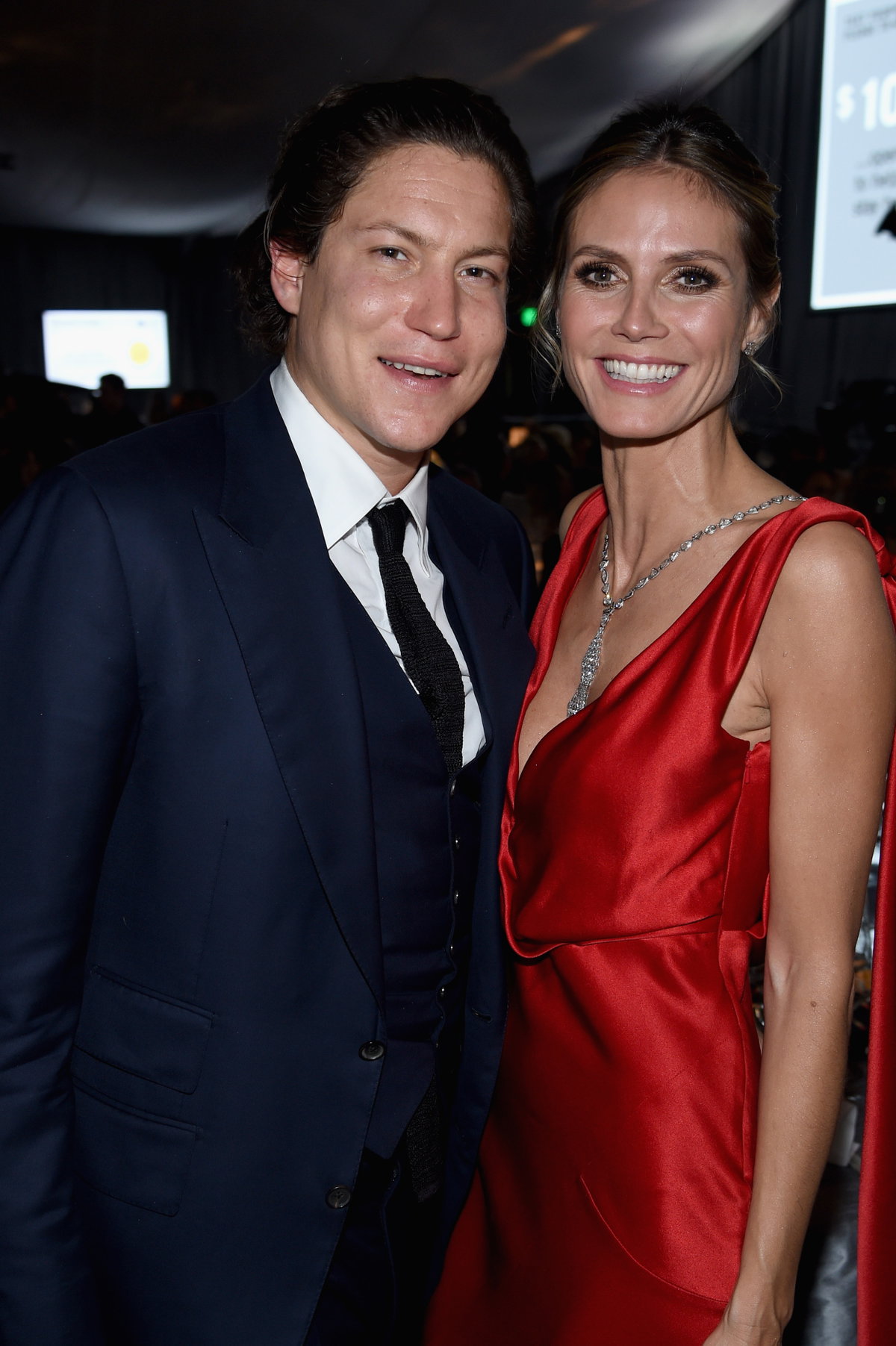 Vito Schnabel und Heidi Klum lächeln