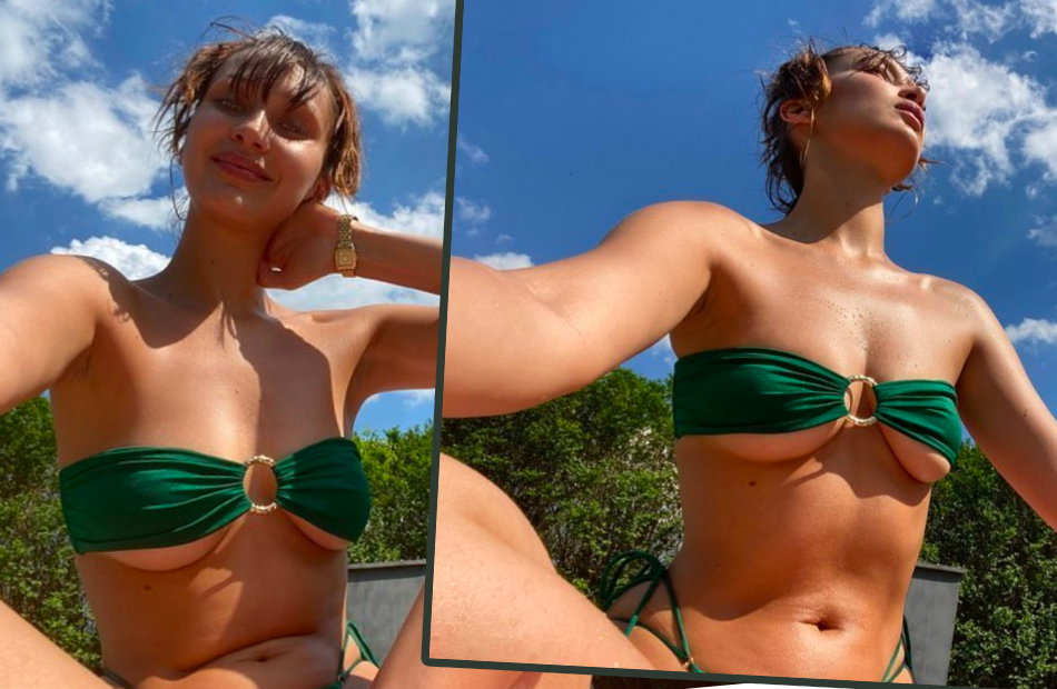 Bella Hadid macht ein Selfie im Bikini