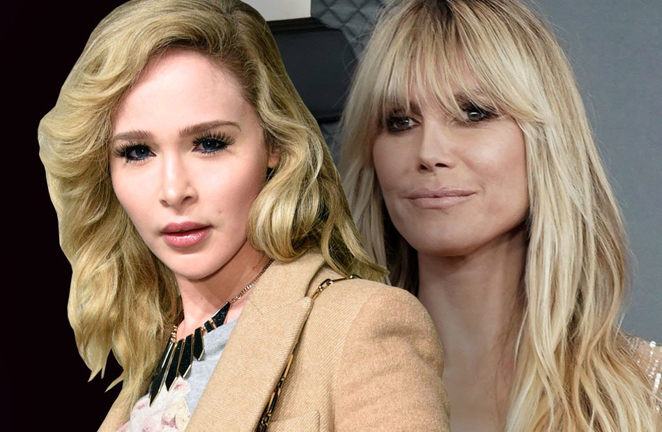 Fotomontage: Heidi Klum und Theresia Fischer gucken ernst