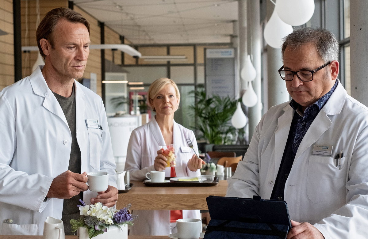 Martin Stein, Kathrin Globisch und Hans Peter Brenner in der Kantine.