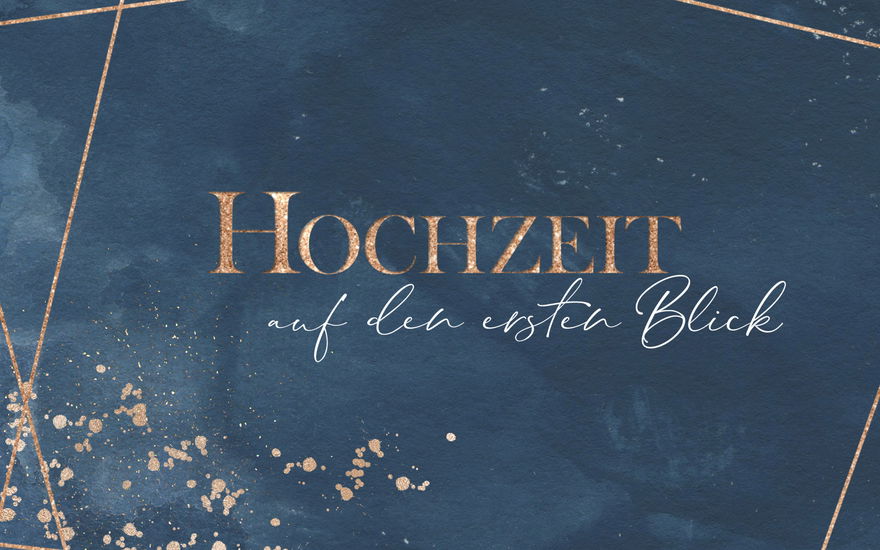 Das "Hochzeit auf den ersten Blick"-Logo vor blauem Hintergrund
