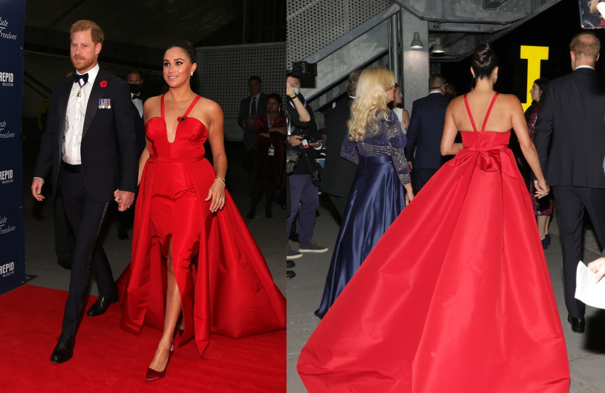 Prinz Harry und Herzogin Meghan in rotem Kleid