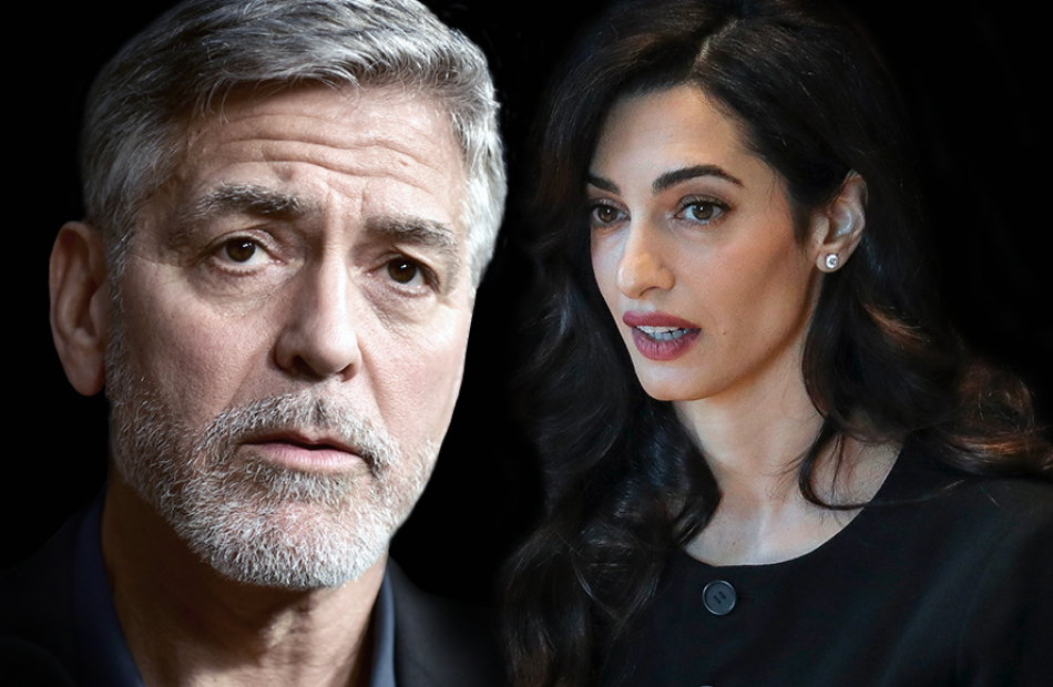 Fotomontage: George und Amal Clooney gucken ernst.