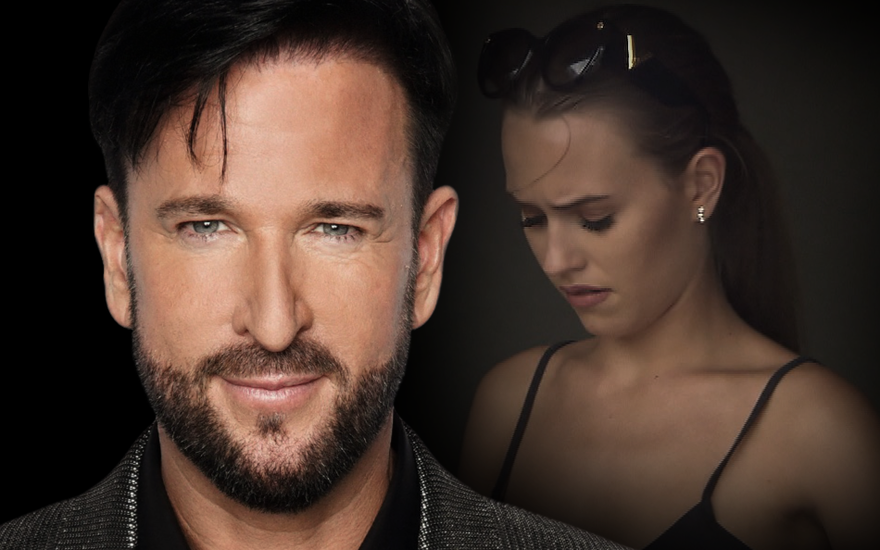 Collage von Michael Wendler und Laura Müller, die traurig nach unten guckt
