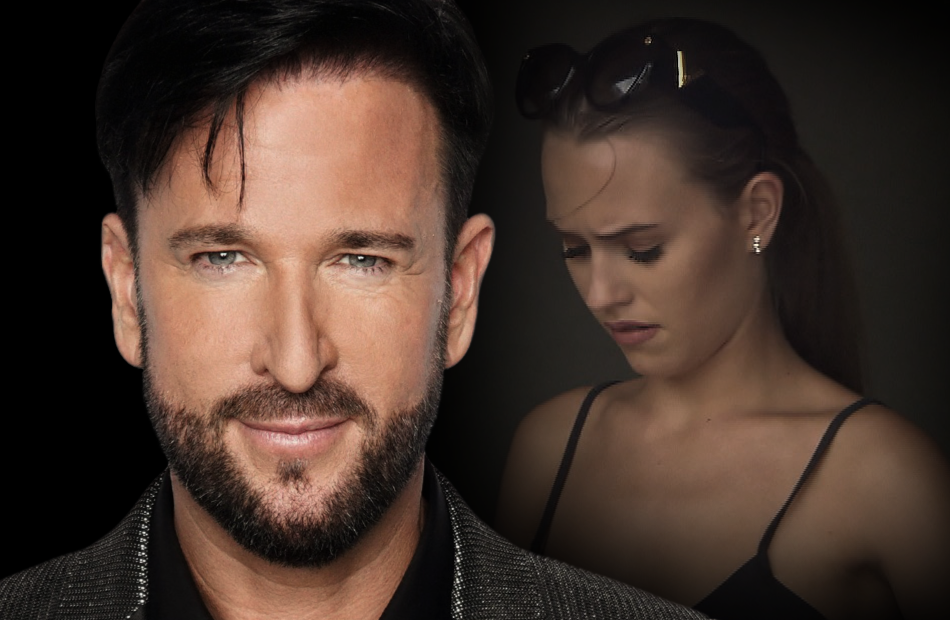 Collage von Michael Wendler und Laura Müller, die traurig nach unten guckt