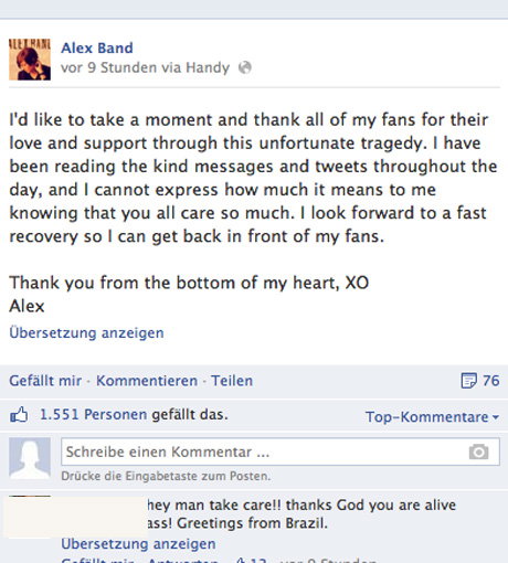 Hier dankt der Sänger der Band The Calling seinen Fans