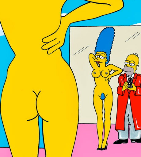 Marge Simpson ganz nackt neben ihrem Mann Homer Simpson