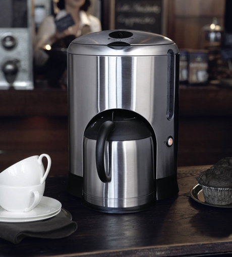 Thermo-Kaffeemaschine:
Vollmundiger Genuss für 4-12 Tassen. Preis 69,90 Euro