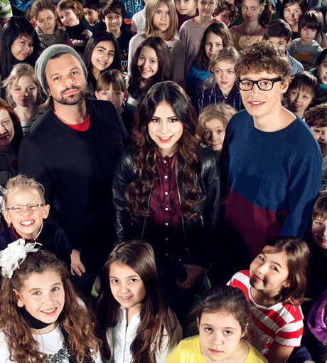 Lena Meyer-Landrut (M.), Tim Bendzko (r.) und Henning Wehland suchten "The Voice Kids"