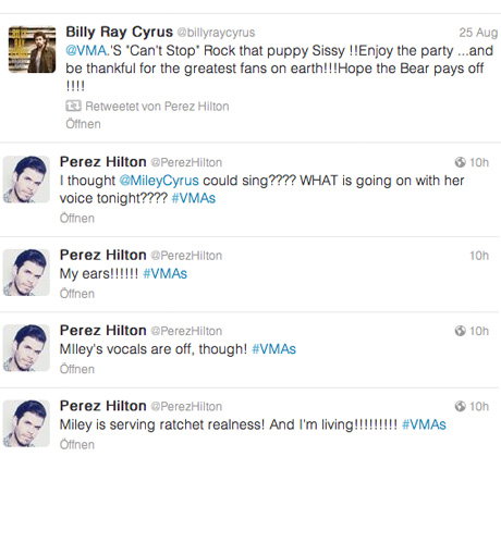 Tweet-Auszüge von Mileys Vater und Promi-Plogger Perez Hilton