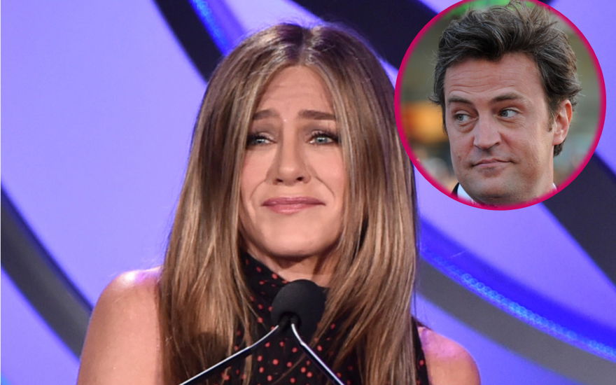 Jennifer Aniston und Matthew Perry ernst, Bildkollage